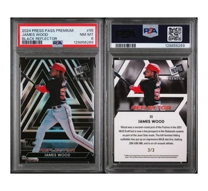 JAMES WOOD /3 RC 2024 LEAF PRESS PASS PREMIUM REFLECTOR RC BLACK PSA 8 - Picture 1 of 1