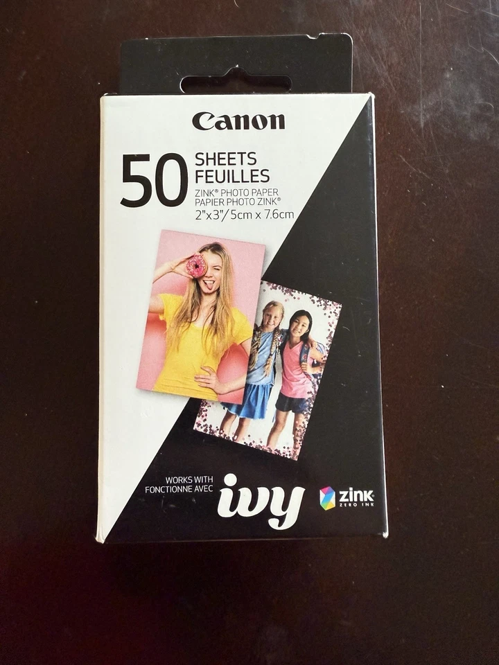 60 Sheets Canon 2”x 3” ZINK Photo Paper Sticky Back Canon Ivy Printer - Image 1 of 3