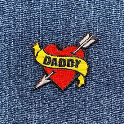 Daddy Patch - Embroidered Heart Dad Badge 2.25" (Iron On) - Image 1 of 2