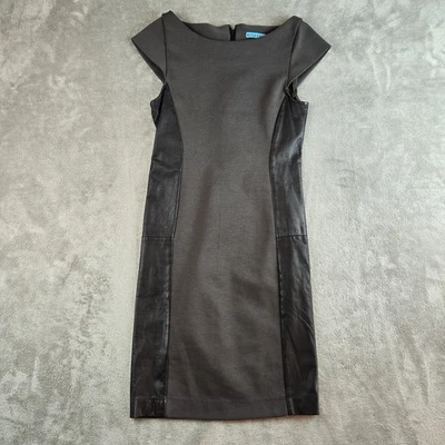 Alice Olivia Sheath Dress Medium Olive Green Faux Leather Panel Bodycon Cocktail - Image 1 of 4