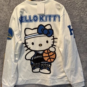 Golden State Warriors Hello Kitty White Sweatshirt XL Unisex Oversized - Picture 1 of 8