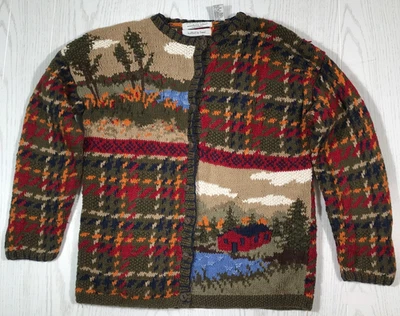 Cárdigan Suéter Vintage Islas del Norte M Tejido a Mano Naturaleza Exterior Casa Años 90 Foto 1 de 4