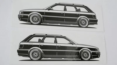 Pegatina Audi RS2 Avant Silhouette Audi 80 RS2 Avant tuning negra nueva - Imagen 1 de 4