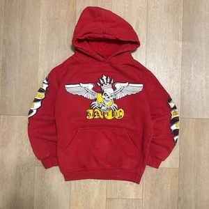 Vintage Red JNCO Crown Winged Skull Youth XL Rave Skate Hoodie 90's Y2K - Picture 1 of 6