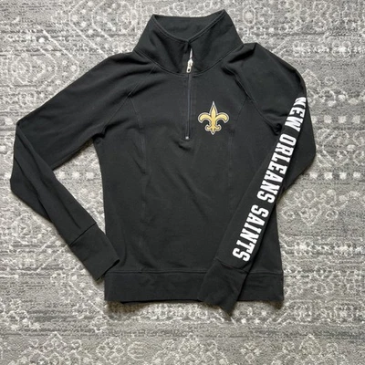 Victoria’s Secret PINK New Orleans Saints Quarter Zip Top Small Black NFL READ - Image 1 of 4