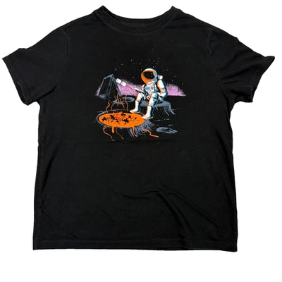 Cat & Jack Kids Youth L 10/12 T Shirt Black Astronaut Space Campfire Graphic Tee - Image 1 of 4
