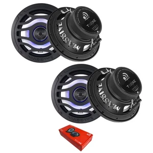 6.5" 80 Watts RMS 4-Ohm 2-Way Marine Coaxial Speakers 2 Pair Massive Audio - Picture 1 of 6