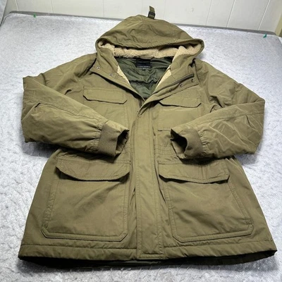 Banana Republic Jacket Military Green Puffer Sherpa Lined Mens Size Large L - Image 1 of 4