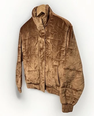 Abrigo acolchado de terciopelo aplastado Lou & Grey marrón dorado para mujer talla mediana usado en excelente estado Foto 1 de 4