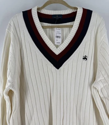 Suéter Tenis Brooks Brothers Cricket Crema Cuello en V Tejido Para Hombres 2XL Nuevo Con Etiqueta Foto 1 de 4