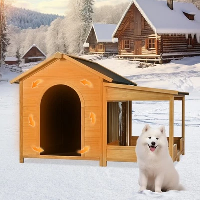 60.2" Large Outdoor Dog House Outdoor Dog Kennel with Insulated Liner for Winter - Image 1 of 4