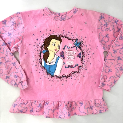 Vintage Beauty And The Beast Kids Shirt 90s Belle Pink Ruffles Disney XL NICE - Image 1 of 4