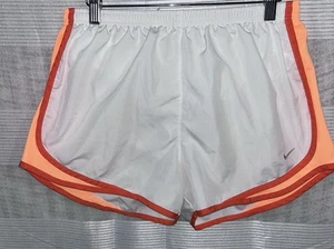 Nike Shorts Womens Large White Orange Lined Dri Fit Drawstrings Gyn Workout Run - Picture 1 of 3