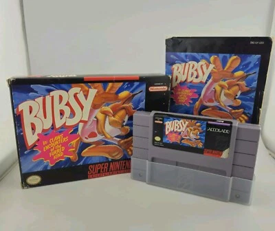 Bubsy - Super Nintendo Snes - Game With Manual & Box Complete - Tested - Cleaned - Image 1 of 4