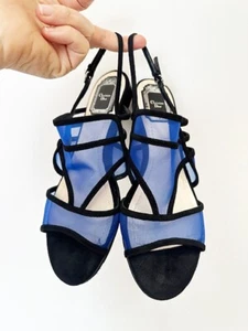 Designer Christian Dior Size 8 39 EU Black Suede & Mesh Women's Sandals - Picture 1 of 5