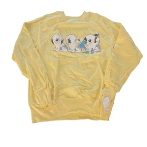 Vintage 1987 Jim Benton Small Yellow Sweatshirt Three Dog Design Made In USA NWT - Picture 1 of 8