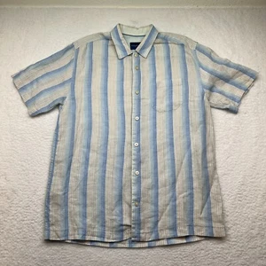 Tommy Bahama Linen Shirt Texture Multicolor Coastal Vertical Striped Mens Medium - Picture 1 of 8