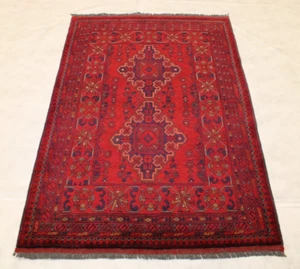 Alfombra de lana anudada a mano tribal afgana Khal Mohammadi turcomanos de 3'5" x 5'0" pies - Imagen 1 de 8