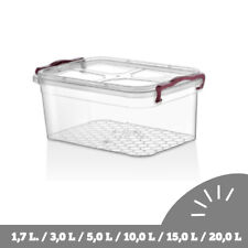 Transparent Aufbewahrungsbox Kunststoffbox mit Deckel Plastikbox Grau Griffe