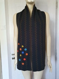 KENZO braun Wolle Infinity Blumen Zick Zack Schal Tuch - Bild 1 von 7