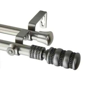 28-48 in. Telescoping Double Curtain Rod in Satin Nickel w/ Dollop Finial - Picture 1 of 2