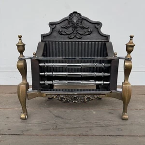 Victorian style cast iron and brass fireplace grate | Fire grate | Log Bakset - Picture 1 of 6