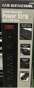 5 Outlet Heavy Duty Magnetic Power Strip Metal Housing Garage Auto Shop Jobsite - Picture 1 of 2