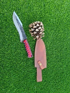 Custom Handmade High Carbon Steel Hunting/Bowie Knife Wood Handle With Sheath - Picture 1 of 10