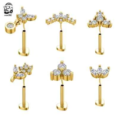 Pin Push in Lip Piercing Threadless Labret Piercing for Ear Studs Nose Jewelry - Image 1 of 4