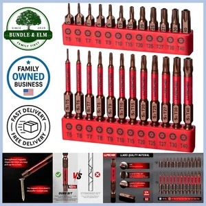 25 Pc Torx Bit Set S2 Steel Tamper Resistant Magnetic Bits for Repairs - Picture 1 of 10
