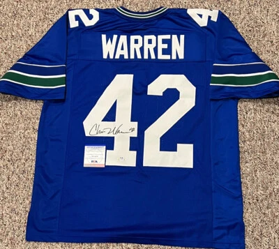 CHRIS WARREN Signed Autographed Auto Seattle Seahawks Custom XL Jersey PSA COA - Image 1 of 3
