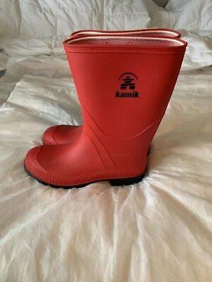 Высокие красные резиновые дождевые сапоги Kamik Stomp размер 6 зимние снег холодная резина - Изображение 1 из 4