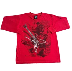 Top Heavy Shirt Boys Small Red Guitar Youth Lightweight Casual Long Sleeve Tee - Picture 1 of 8
