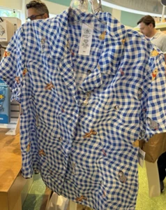 Disney Parks Winnie The Pooh Shirt Blue Button Up New Size L - Picture 1 of 4