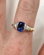 Rare Lilac Blue Sapphire and Diamond Ring 14 K , Size 6.75, Has Appraisal.