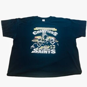 New Orleans Saints T-shirt NFC Champions 2018 Drew Brees NFL Gildan 2XL XXL Gold - Picture 1 of 8