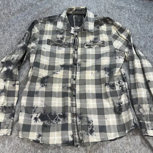 Guess Men’s Shirt Medium Plaid Button Front Long Sleeve Zip Pocket Grunge Y2K - Picture 1 of 13