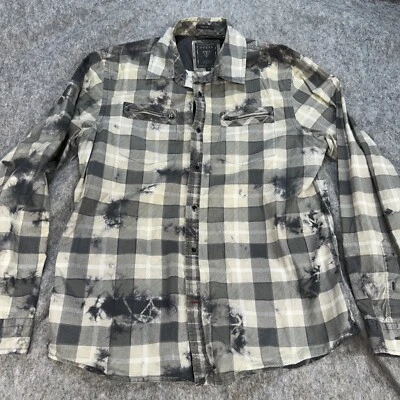 Guess Men’s Shirt Medium Plaid Button Front Long Sleeve Zip Pocket Grunge Y2K - Image 1 of 4