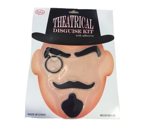 Gentleman Monocole Disguise Kit Moustache 1920s Charleston Fancy Dress Accessory - Picture 1 of 3