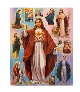 12 Pcs Catholic Religious Stickers Lady of Grace Sacred Heart Jesus St Jude - Picture 1 of 1