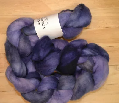 Hand Dyed Superfine American Merino Top Roving Purple 4oz Braid Spinning  - Image 1 of 2