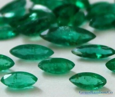 Marquesa natural, esmeralda de Zambia, color verde profundo, 5x2,5 mm a 11x4 mm, #887 Foto 1 de 4