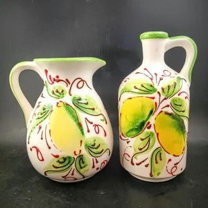 Hnos Pedraza Handcrafted In Spain Pottery Pitcher and Jug Lemon Motif, OBO - Picture 1 of 14