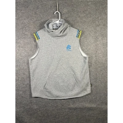 Under Armour Curry Sleeveless Hoodie Gray Geometric Accents XXL Mens - Image 1 of 4