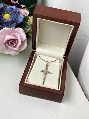 GORGEOUS VINTAGE MODERNIST 9CT GOLD CROSS CRUCIFIX PENDANT NO CHAIN LARGE - Image 1 of 4
