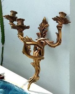 Vintage GLO-MAR ARTWORKS 3-ARMIGE MESSING KERZE WANDLEUCHTER ROKOKO STIL HERGESTELLT IN DEN USA - Bild 1 von 14