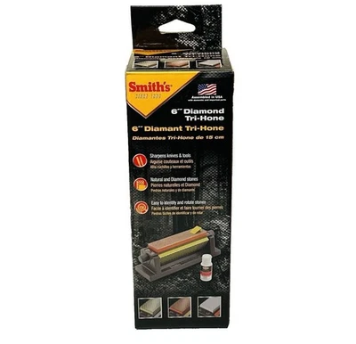 Smith's Sharpeners 6” Diamond Tri-Hone Coarse Fine Diamond+ Arkansas Stone 50380