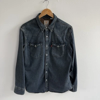 Levis Barstow Western Denim Shirt Mens Medium Navy Cowboy USA Button Up Standard - Image 1 of 4