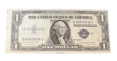 1935-G  , with motto,  $1 Silver certificate  , CCU, Scarce - Image 1 of 4
