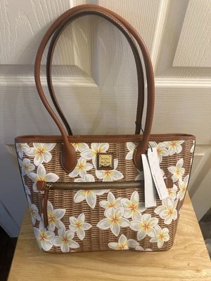 Nuevo Bolso de Mano Rooney & Bourke Plumeria Marrón Blanco Floral Foto 1 de 4